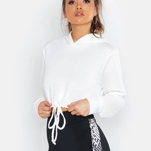 Boohoo cropped white hoodie